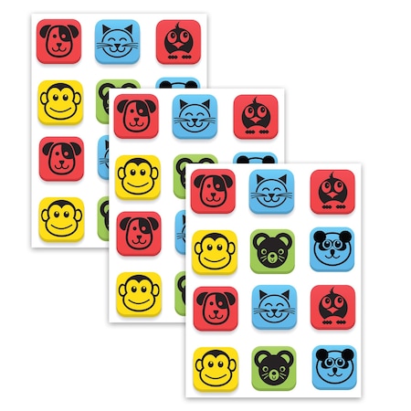 Flipside Magnetic Whiteboard Student Erasers, Animals, 12 Per Set, 3PK 35020